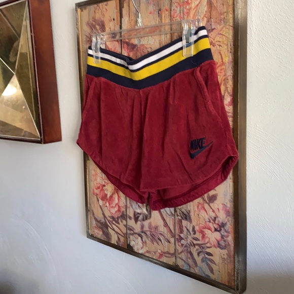 NIKE RETRO 70s STYLE OXBLOOD RED STRETCH TERRYCLOTH WORKOUT GYM SHORTS S - Picture 8 of 8